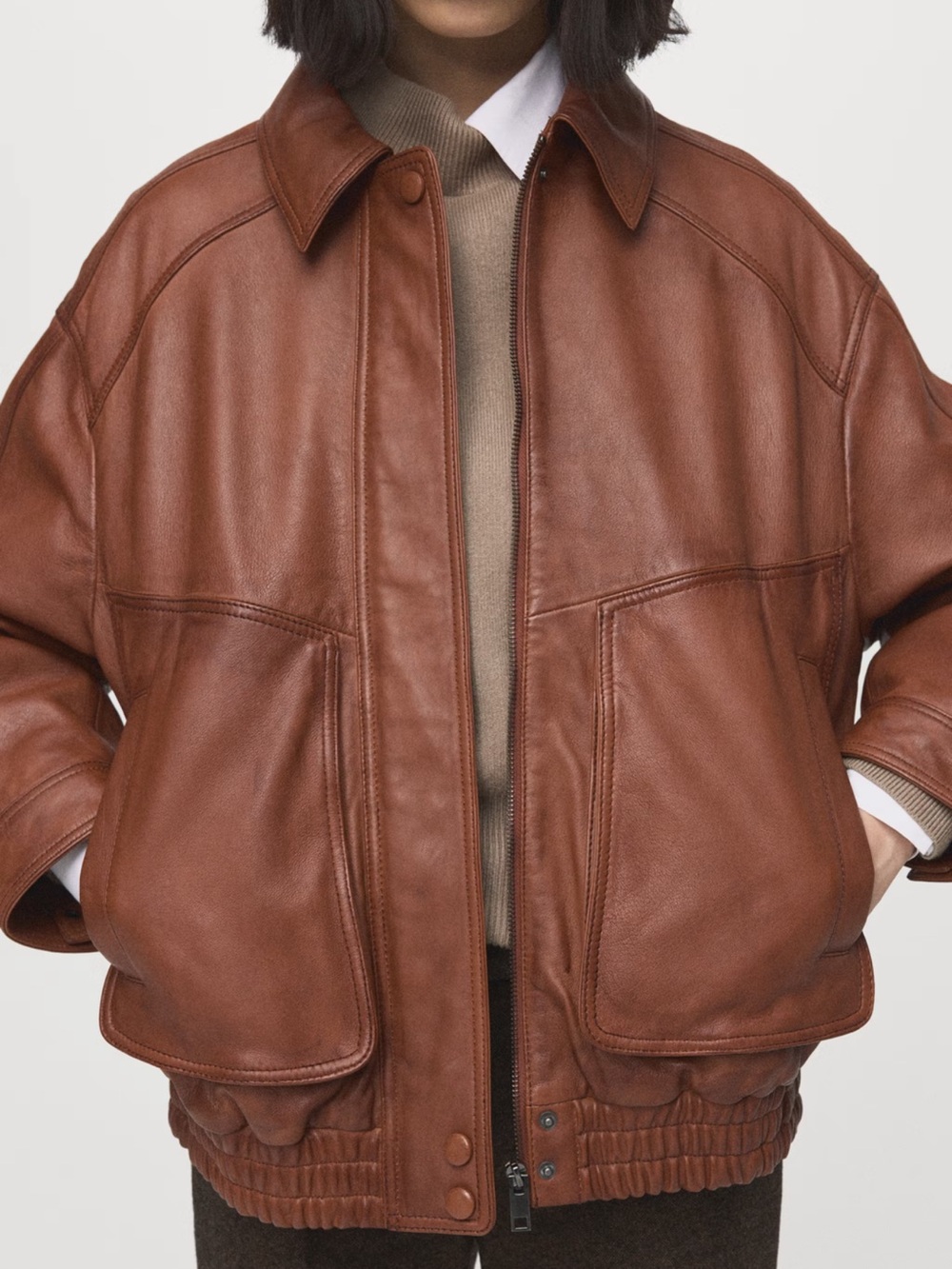 Mango OVERSIZED LEATHER JACKET